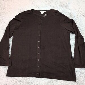 Winter Silks Sweater Womens XL Brown Silk Blend Cardigan Button Up Preppy Comfy
